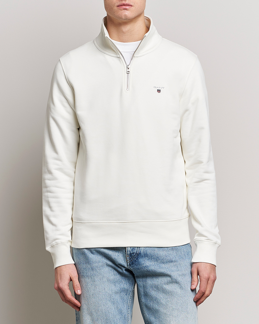 Herr | Tröjor | GANT | Original Shield Logo Half-Zip Eggshell