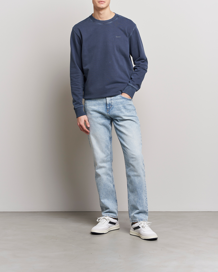 Herr | Tröjor | GANT | Sunbleached Crew Neck Sweatshirt Evening Blue