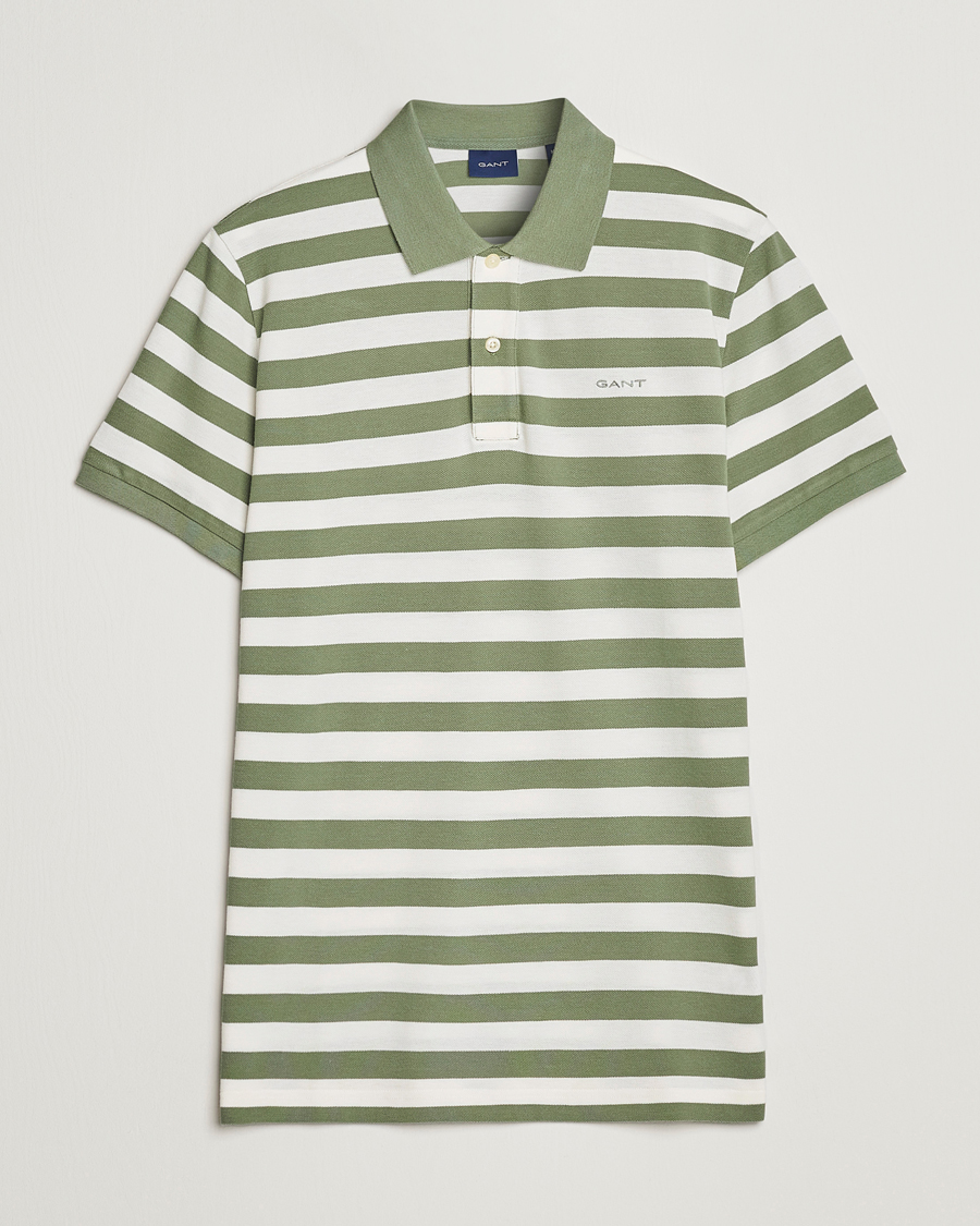 Herr | Pikéer | GANT | Striped Polo Calamata Green