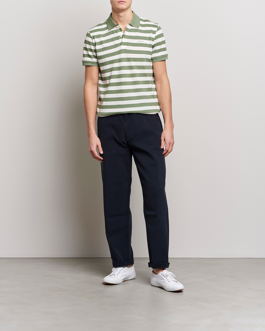 Herr | Pikéer | GANT | Striped Polo Calamata Green