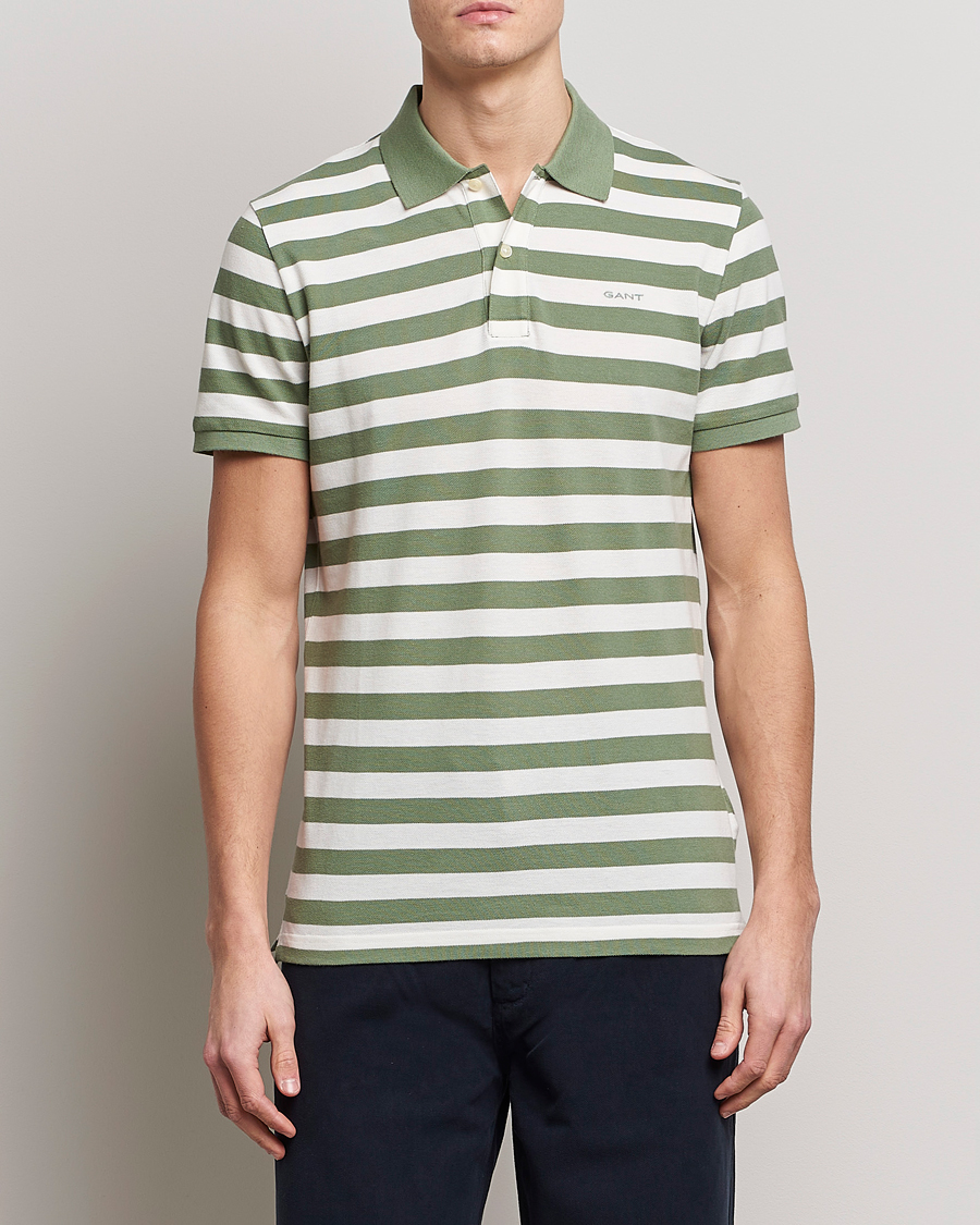 Herr | Pikéer | GANT | Striped Polo Calamata Green