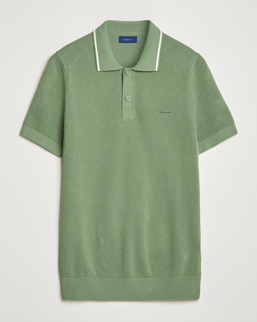 Herr | Pikéer | GANT | Cotton Knitted Polo Calamata Green