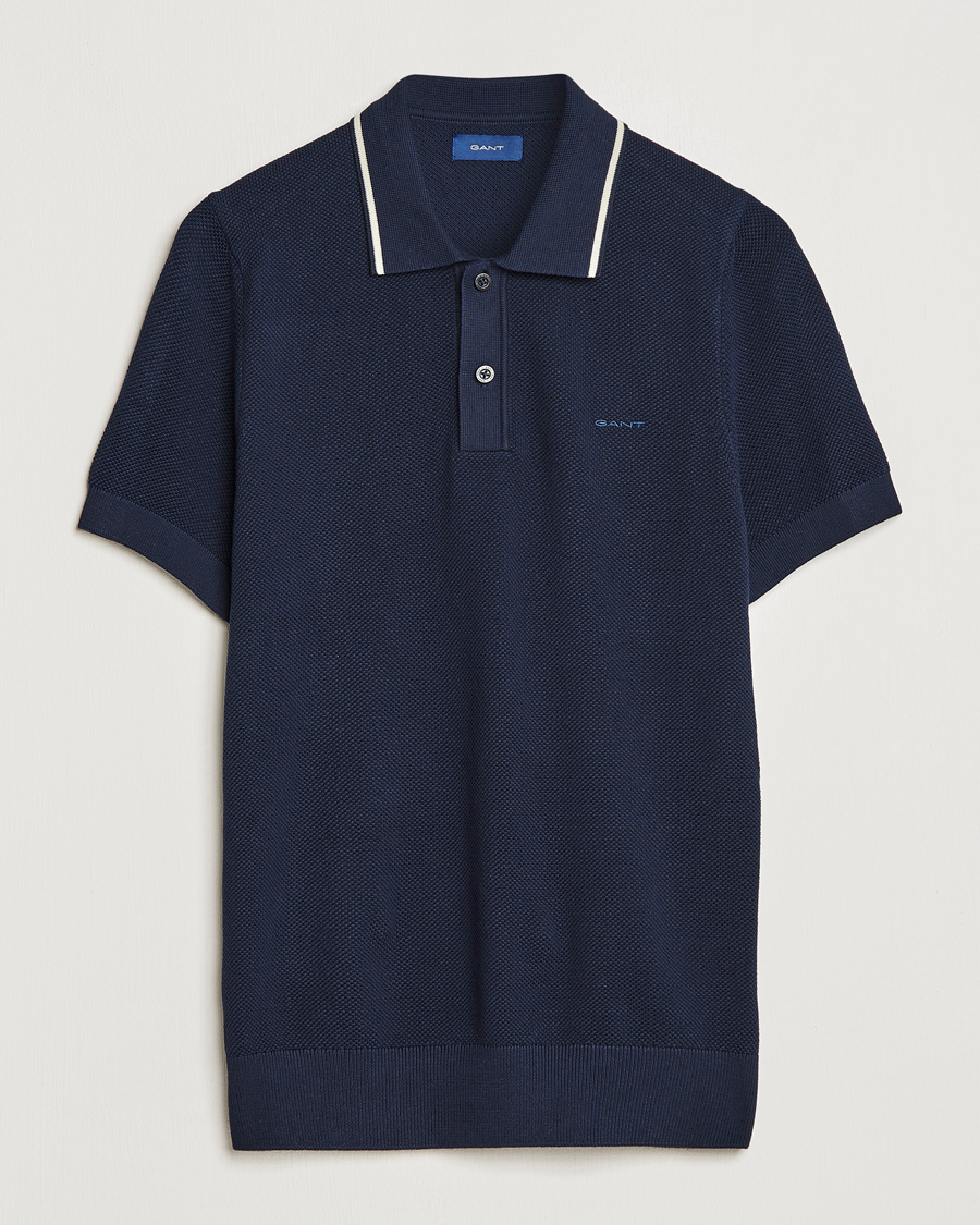 Herr | Pikéer | GANT | Cotton Knitted Polo Evening Blue
