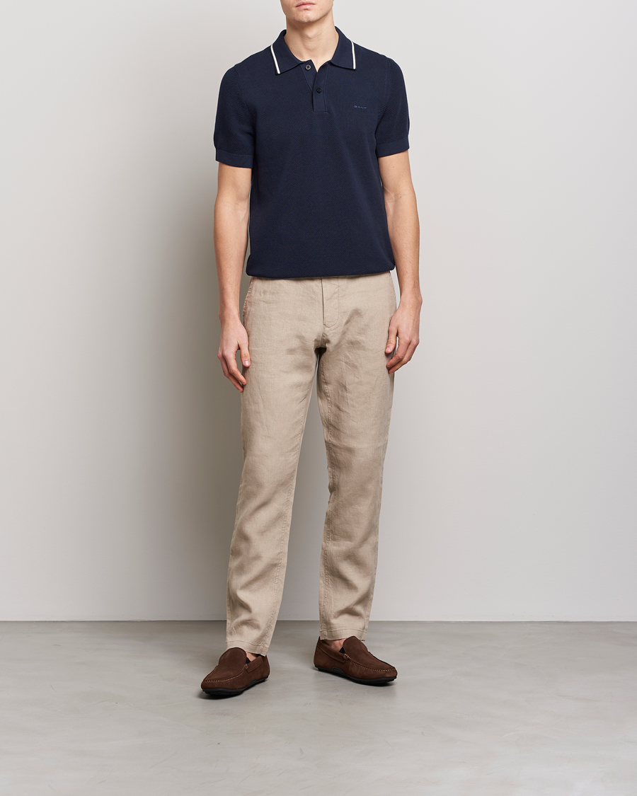 Herr | Pikéer | GANT | Cotton Knitted Polo Evening Blue