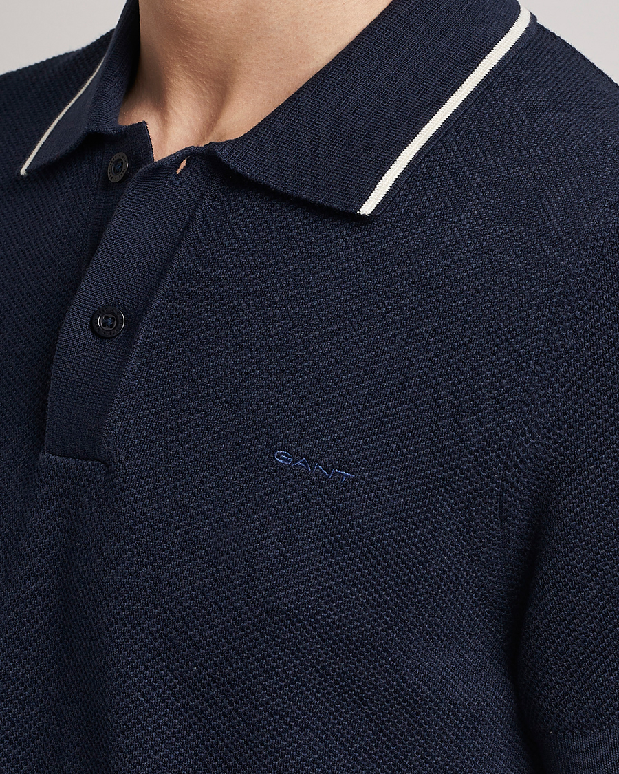 Herr | Pikéer | GANT | Cotton Knitted Polo Evening Blue