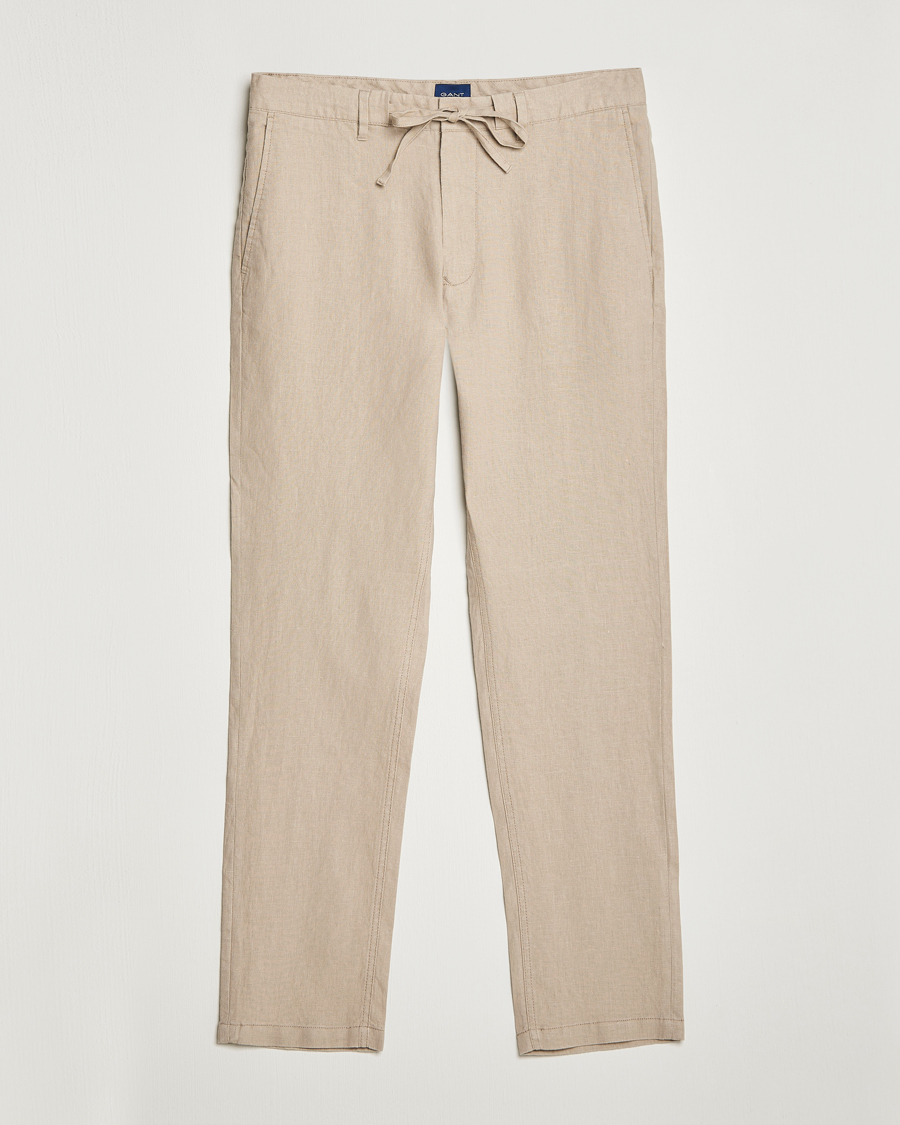 Herr | Byxor | GANT | Relaxed Linen Drawstring Pants Concrete Beige