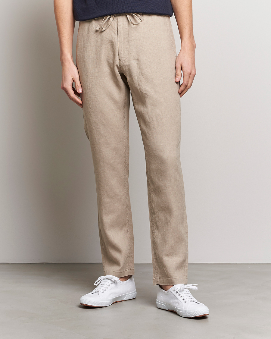Herr | Kläder | GANT | Relaxed Linen Drawstring Pants Concrete Beige