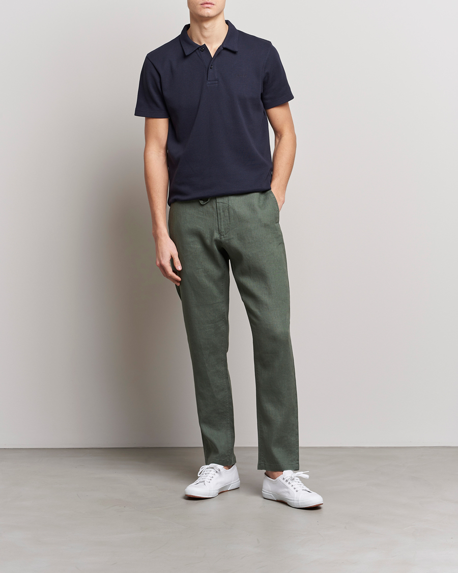 Herr | Byxor | GANT | Relaxed Linen Drawstring Pants Green Ash