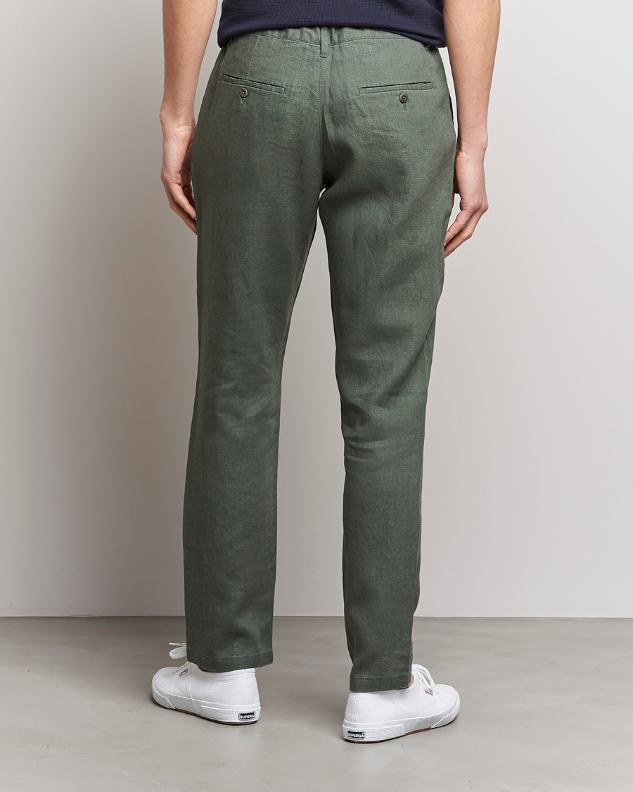 Herr | Byxor | GANT | Relaxed Linen Drawstring Pants Green Ash