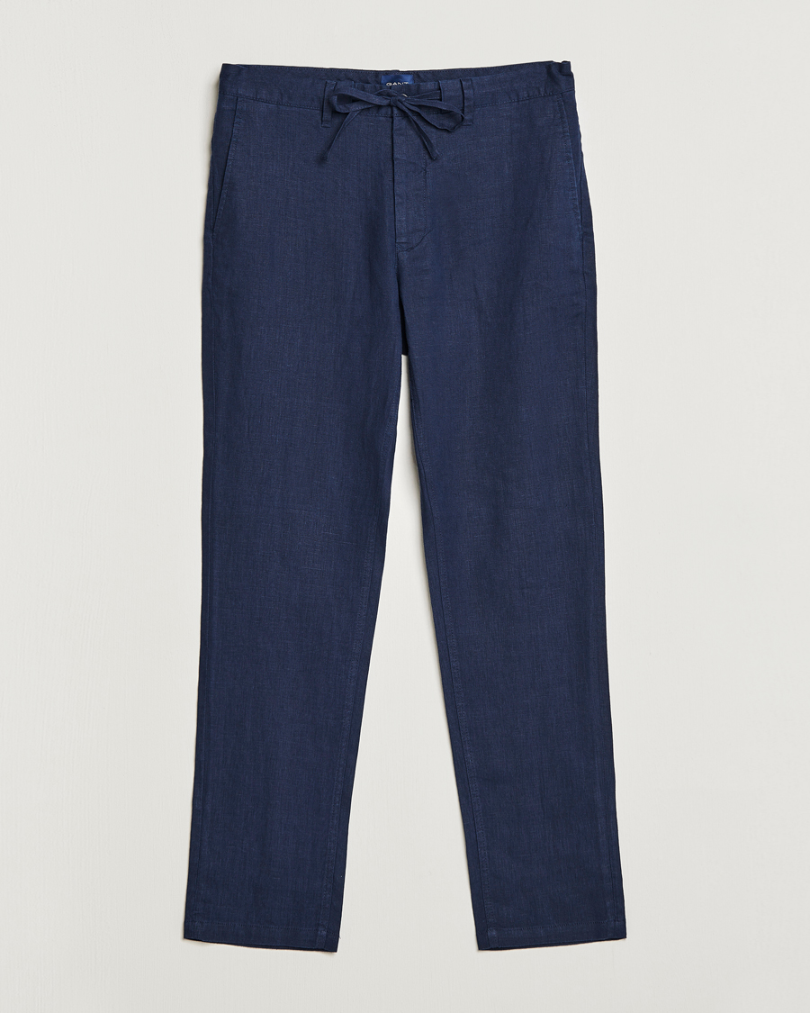 Herr | Byxor | GANT | Relaxed Linen Drawstring Pants Marine
