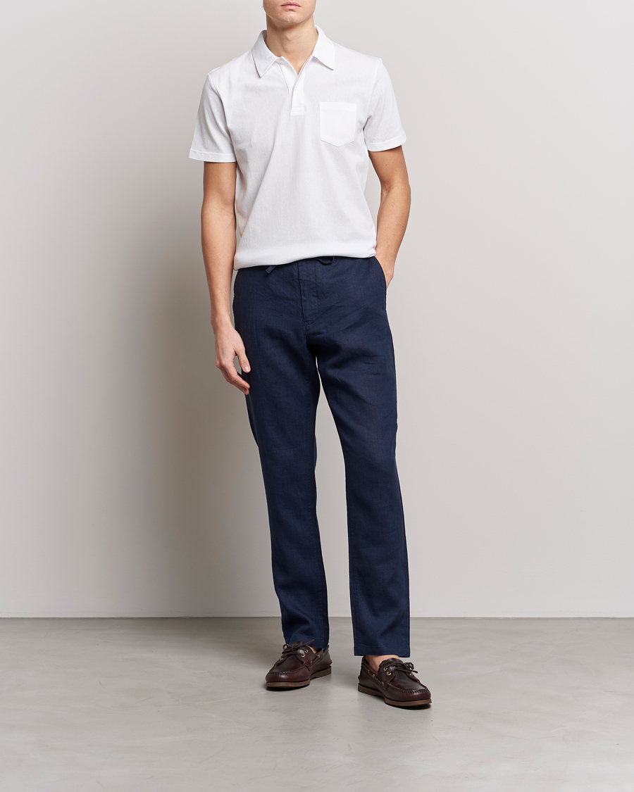 Herr | Byxor | GANT | Relaxed Linen Drawstring Pants Marine