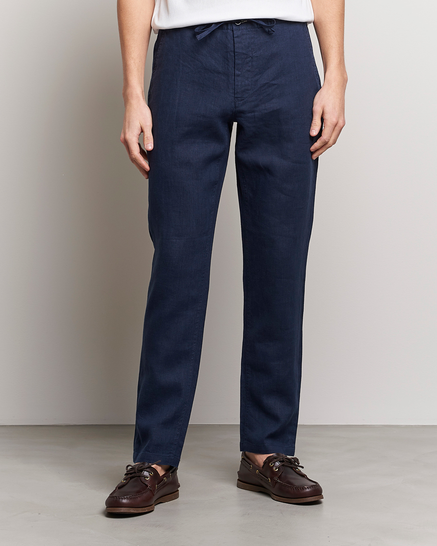 Herr | Byxor | GANT | Relaxed Linen Drawstring Pants Marine