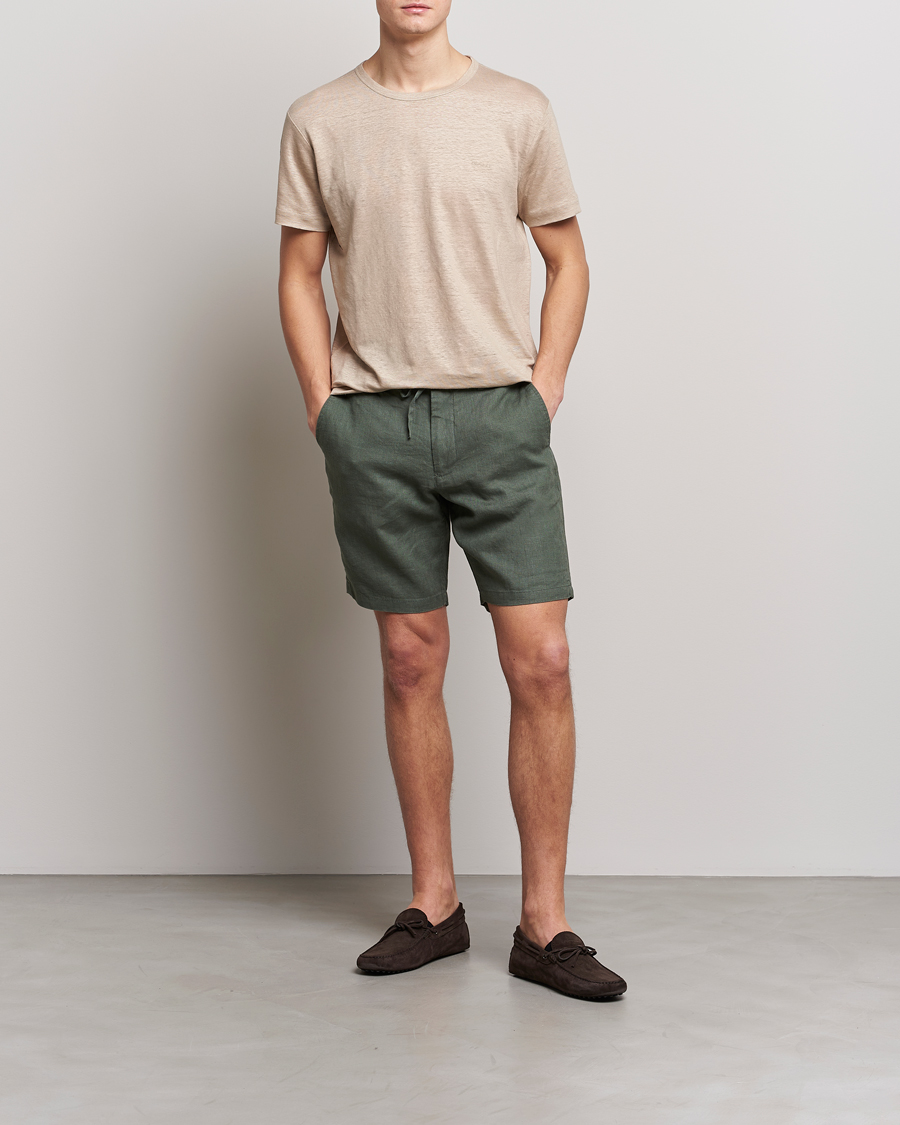Herr | Shorts | GANT | Relaxed Linen Drawstring Shorts Green Ash