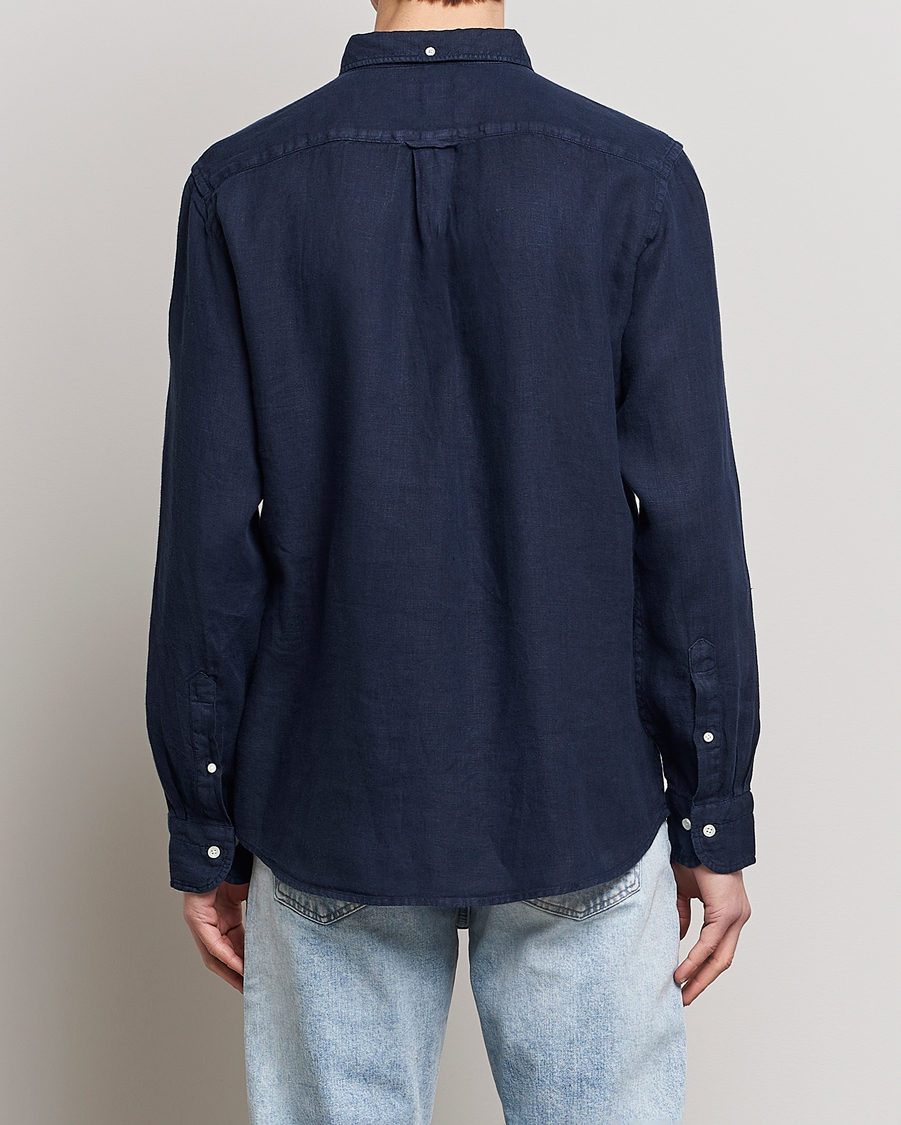 Herr | Skjortor | GANT | Regular Fit Garment Dyed Linen Shirt Marine