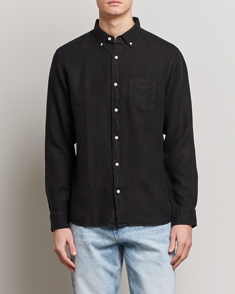 Herr | Skjortor | GANT | Regular Fit Garment Dyed Linen Shirt Black