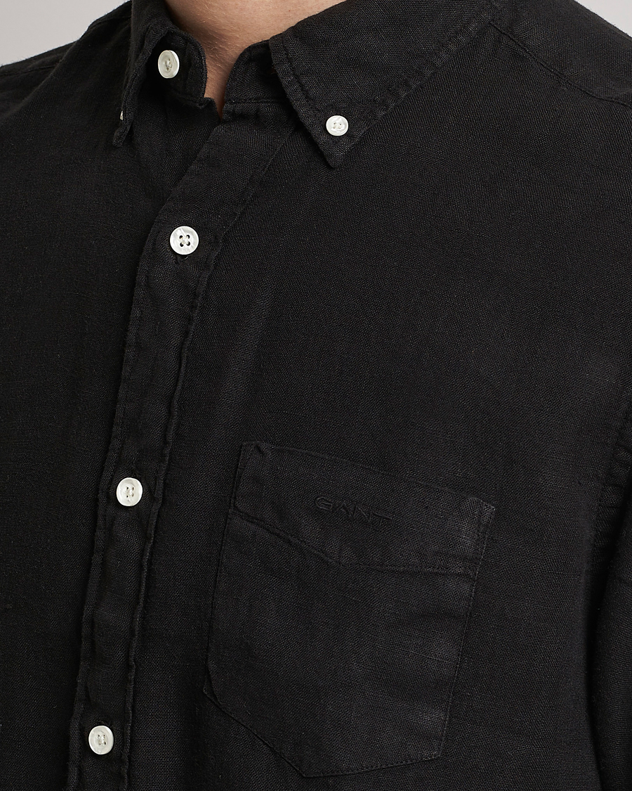 Herr | Skjortor | GANT | Regular Fit Garment Dyed Linen Shirt Black