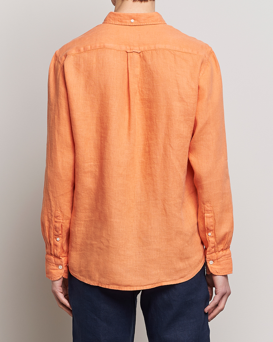 Herr | Skjortor | GANT | Regular Fit Garment Dyed Linen Shirt Apricot Orange