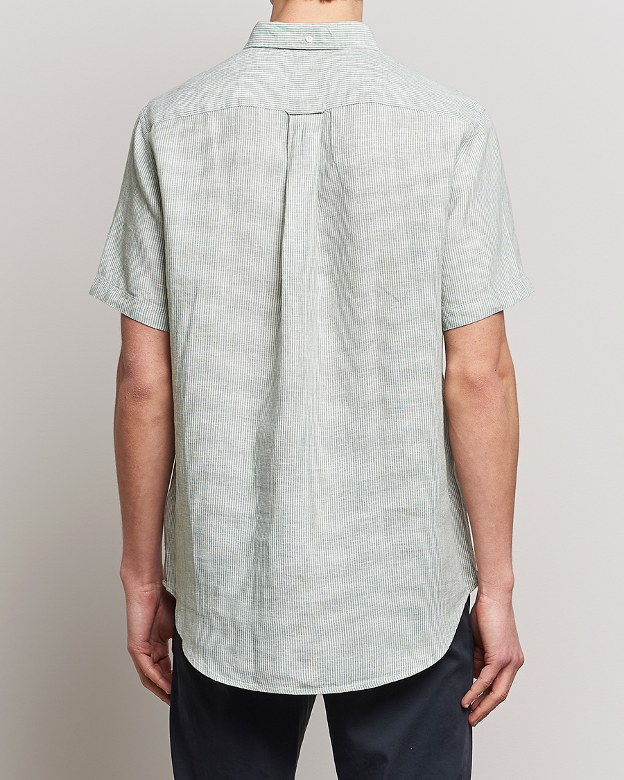 Herr | Skjortor | GANT | Regular Fit Striped Linen Short Sleeve Shirt Calamata Green