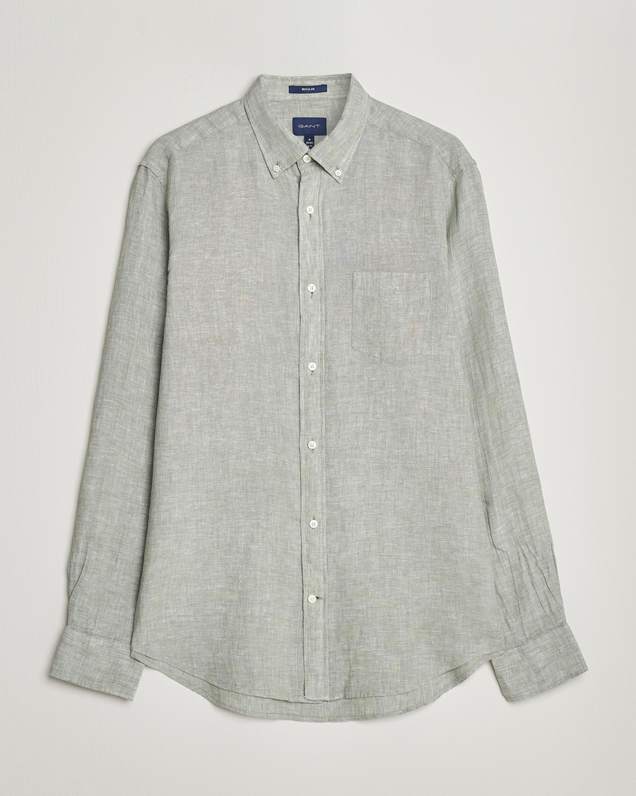 Herr | Skjortor | GANT | Regular Fit Linen Shirt Calamata Green