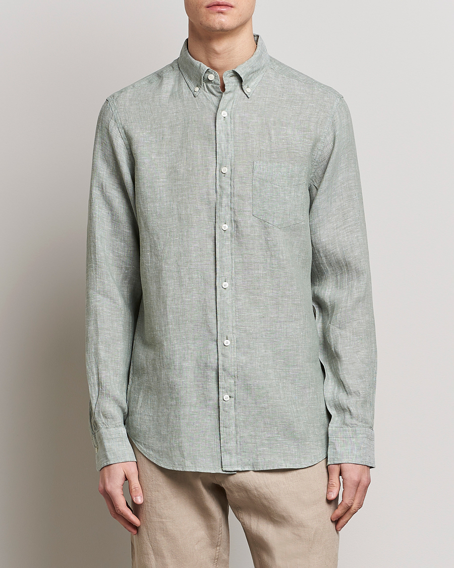 Herr | Skjortor | GANT | Regular Fit Linen Shirt Calamata Green