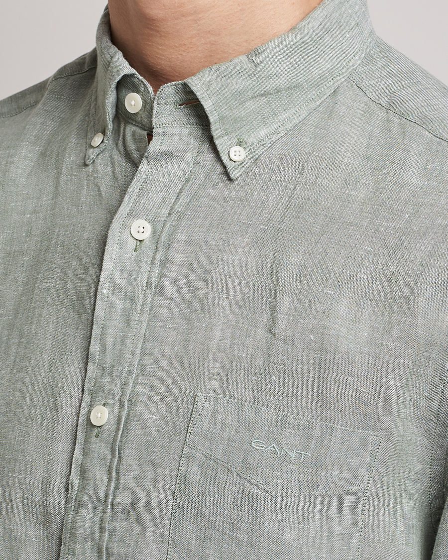Herr | Skjortor | GANT | Regular Fit Linen Shirt Calamata Green