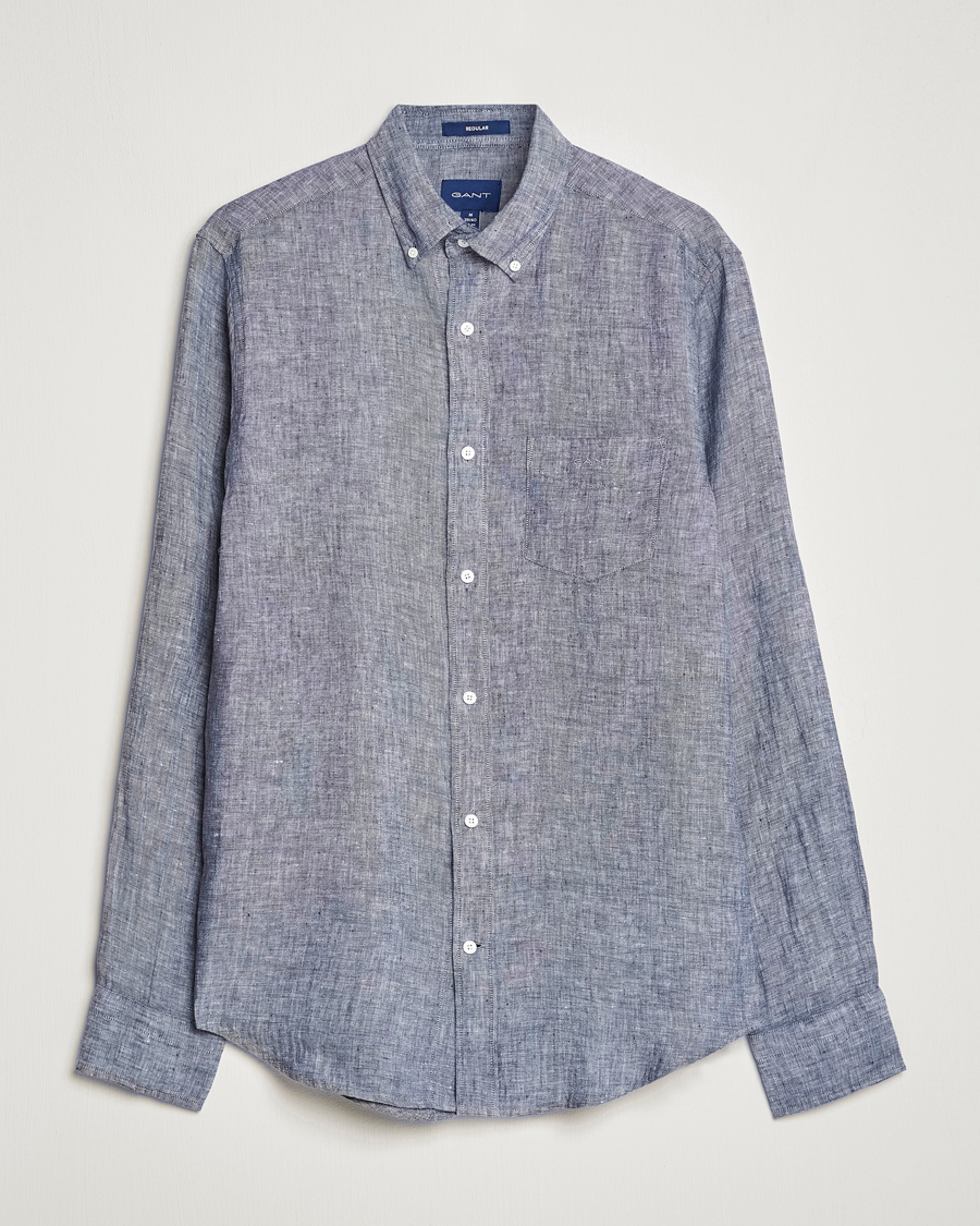 Herr | Skjortor | GANT | Regular Fit Linen Shirt Marine