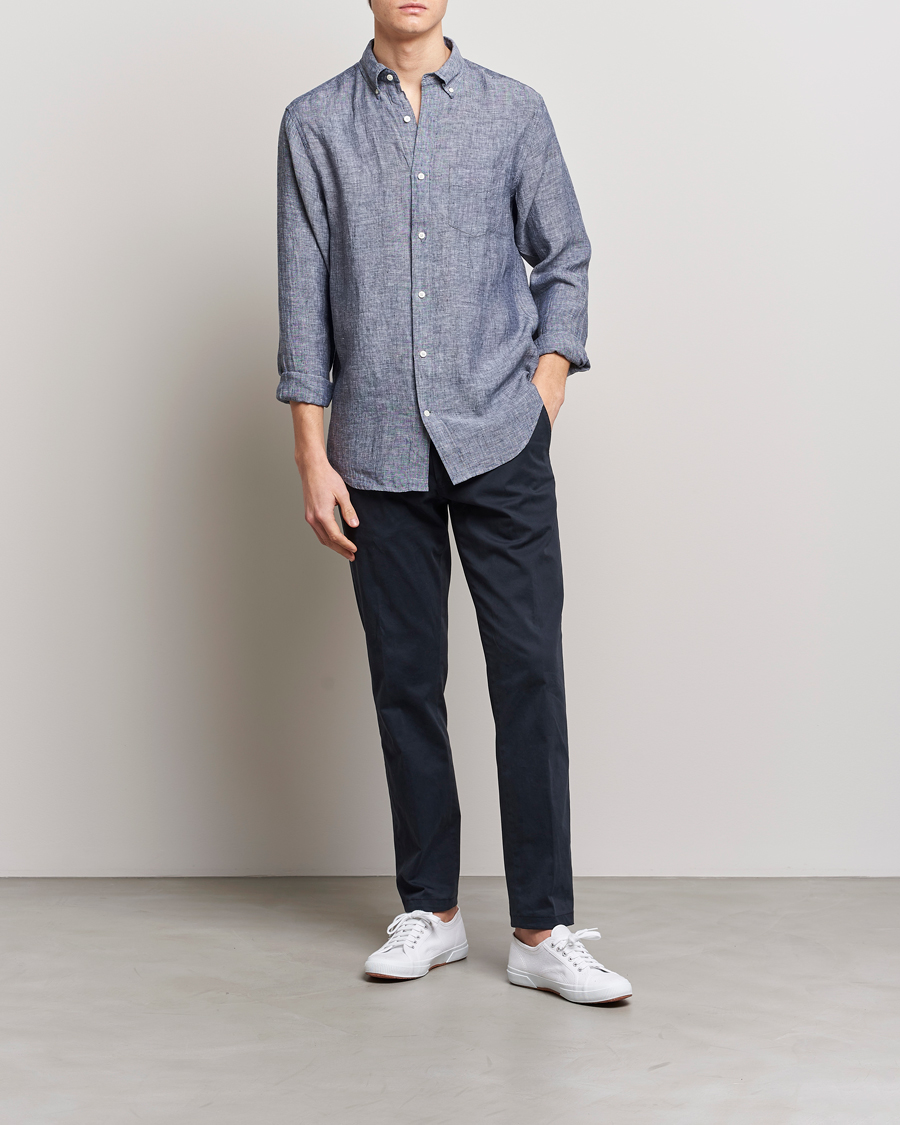 Herr | Skjortor | GANT | Regular Fit Linen Shirt Marine