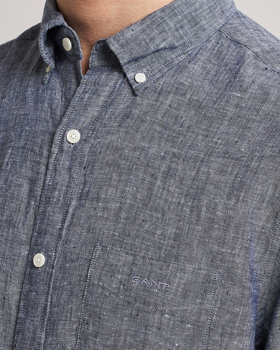 Herr | Skjortor | GANT | Regular Fit Linen Shirt Marine