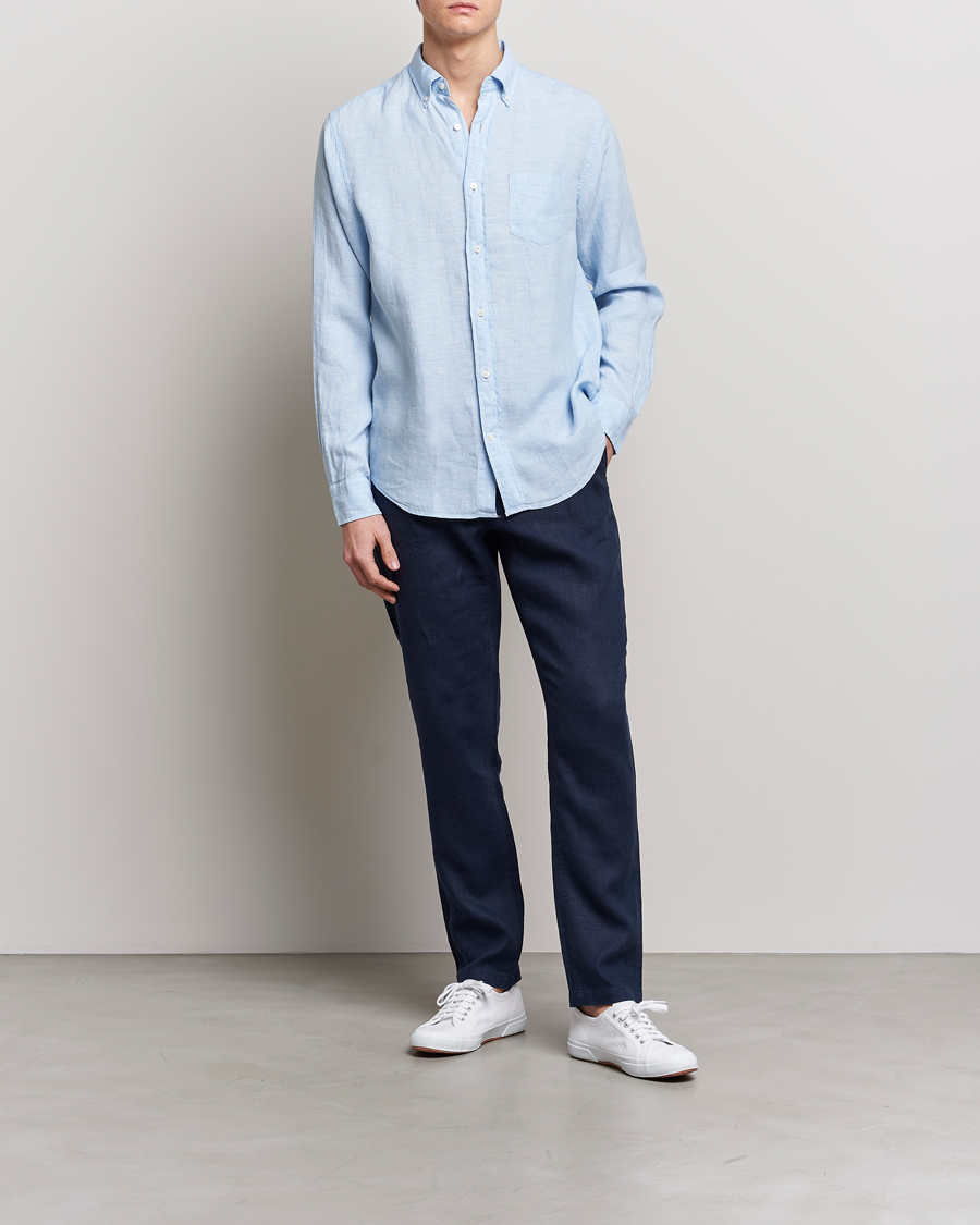 Herr | Skjortor | GANT | Regular Fit Linen Shirt Capri Blue