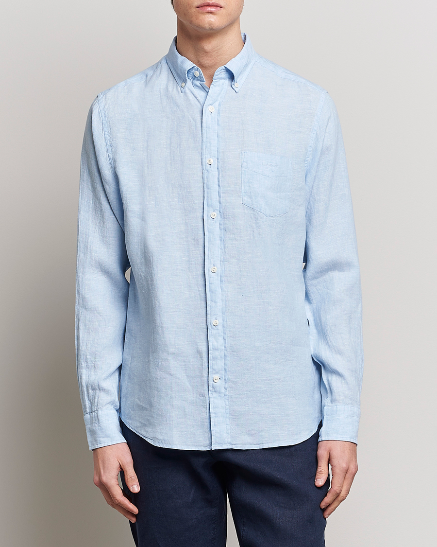 Herr | Skjortor | GANT | Regular Fit Linen Shirt Capri Blue