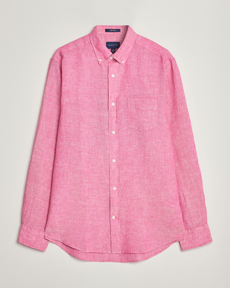 Herr | Skjortor | GANT | Regular Fit Linen Shirt Pink