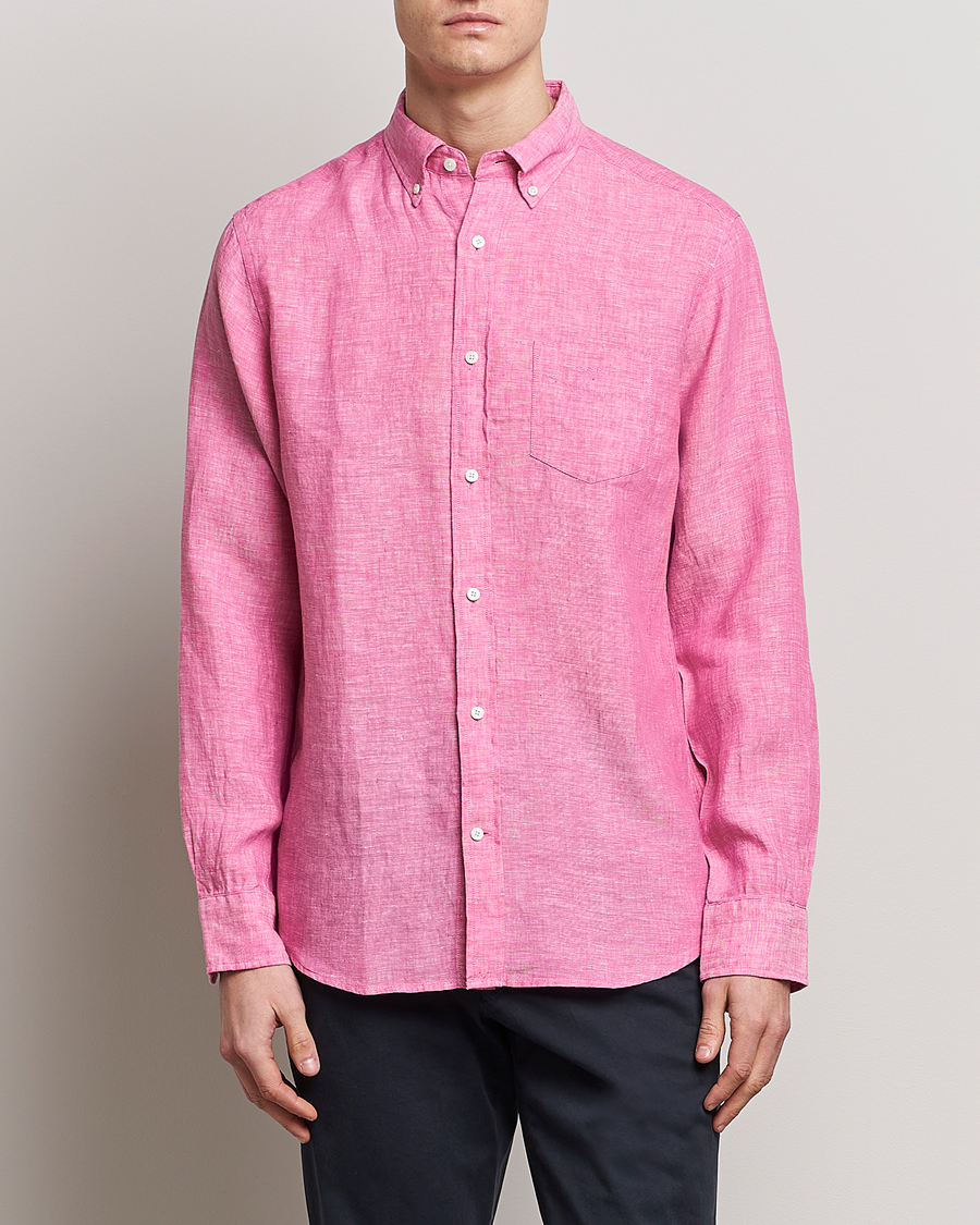 Herr | Skjortor | GANT | Regular Fit Linen Shirt Pink