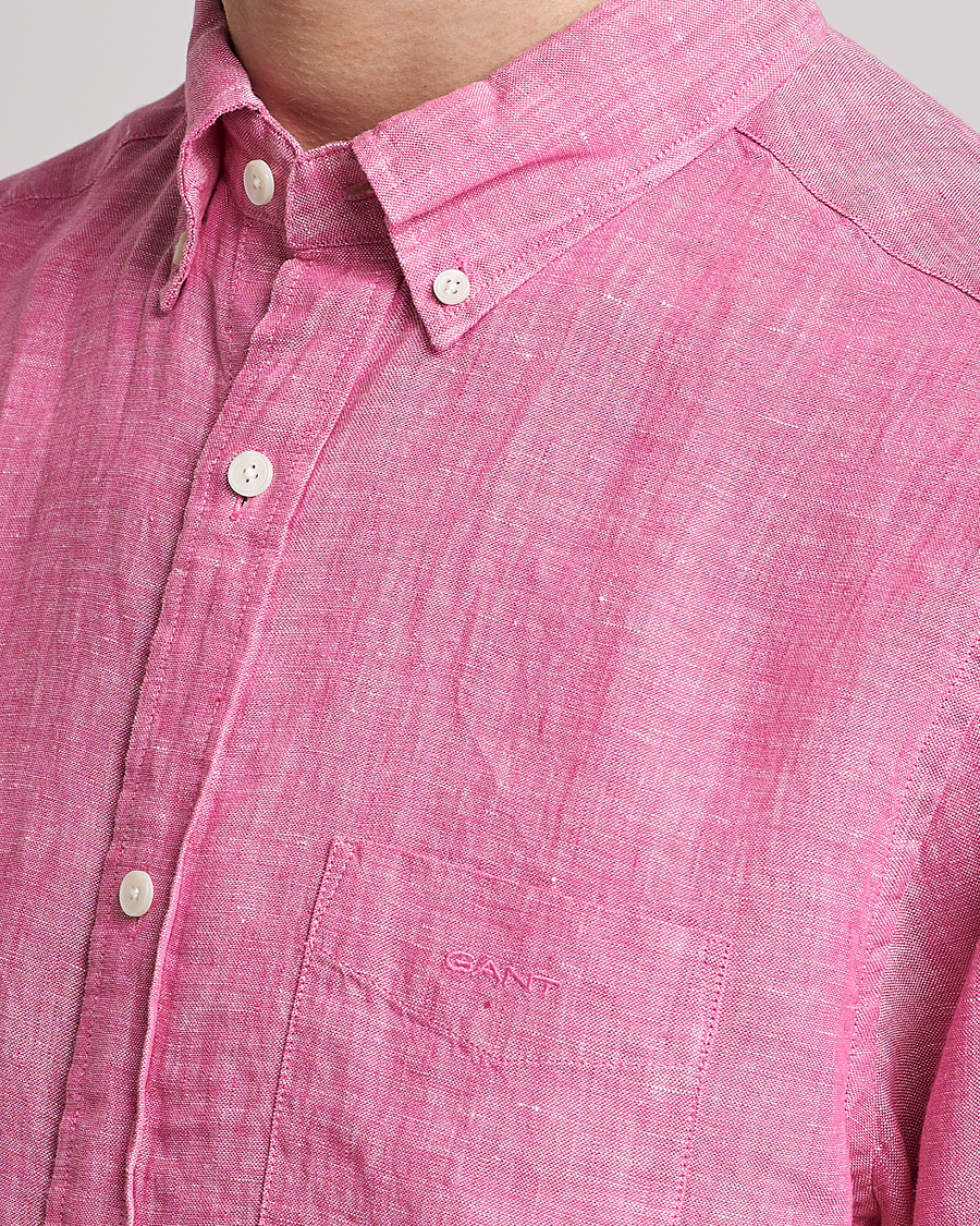 Herr | Skjortor | GANT | Regular Fit Linen Shirt Pink
