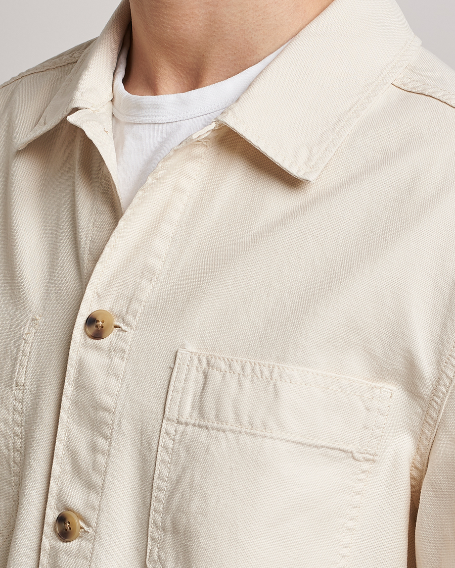 Herr | Skjortor | GANT | Garment Dyed Cotton/Linen Overshirt Ecru