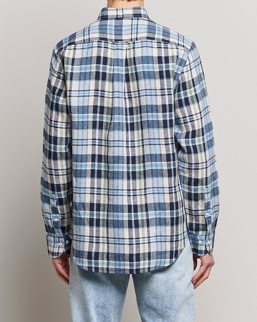 Herr | Skjortor | GANT | Regular Fit Linen Madras Checked Shirt Marine Multi