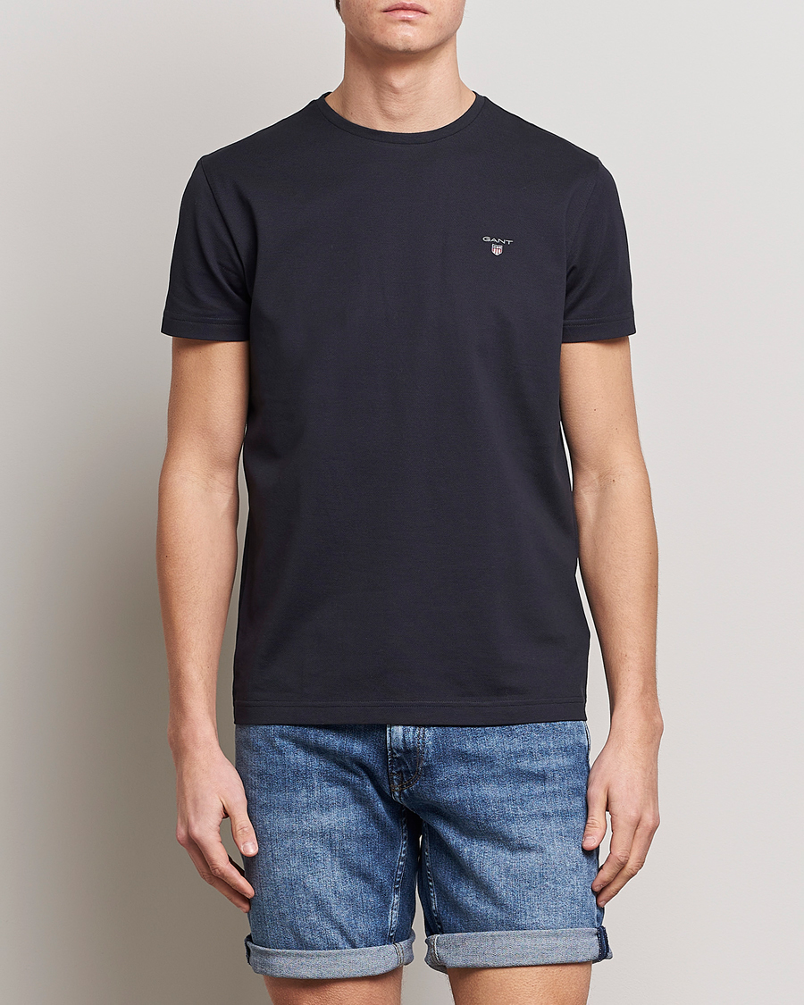 Herr | Svarta t-shirts | GANT | Cotton Pique Crew Neck T-Shirt Black