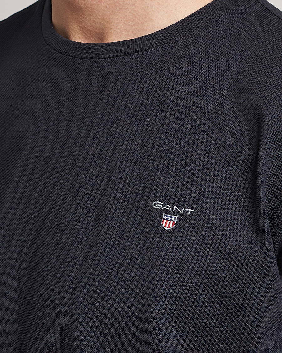 Herr | T-Shirts | GANT | Cotton Pique Crew Neck T-Shirt Black