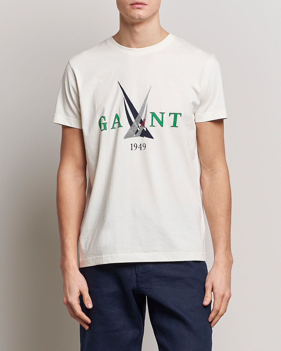 Herr | GANT | GANT | Sailing Logo Crew Neck T-Shirt Cream