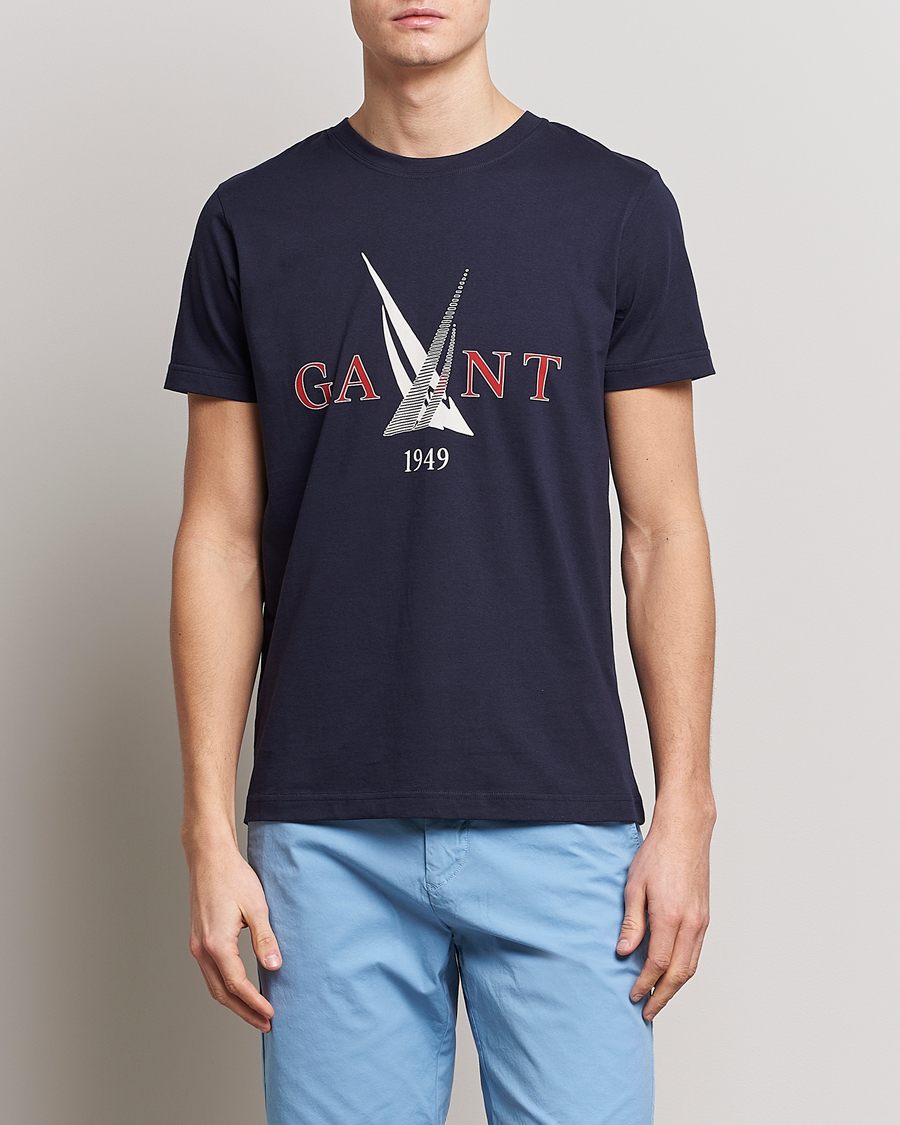 Herr | T-Shirts | GANT | Sailing Logo Crew Neck T-Shirt Evening Blue