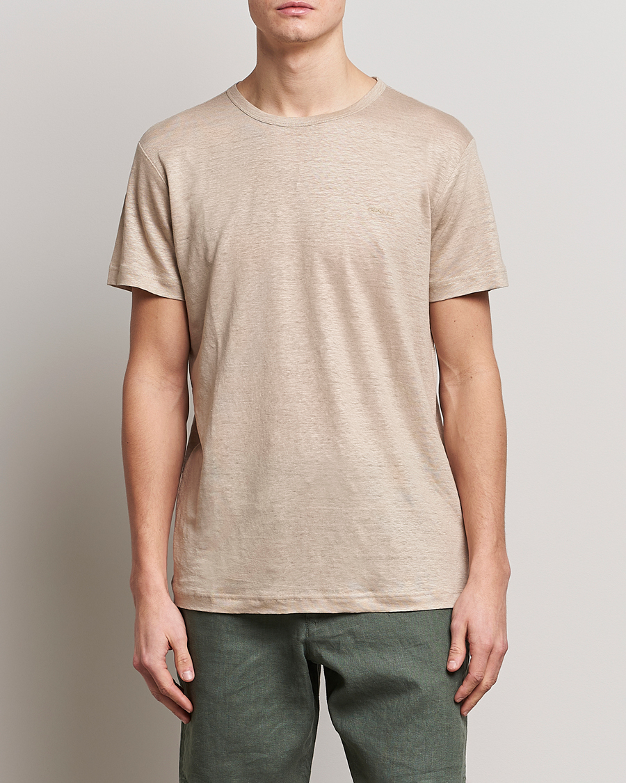 Herr |  | GANT | Cotton/Linen Crew Neck T-Shirt Khaki Beige
