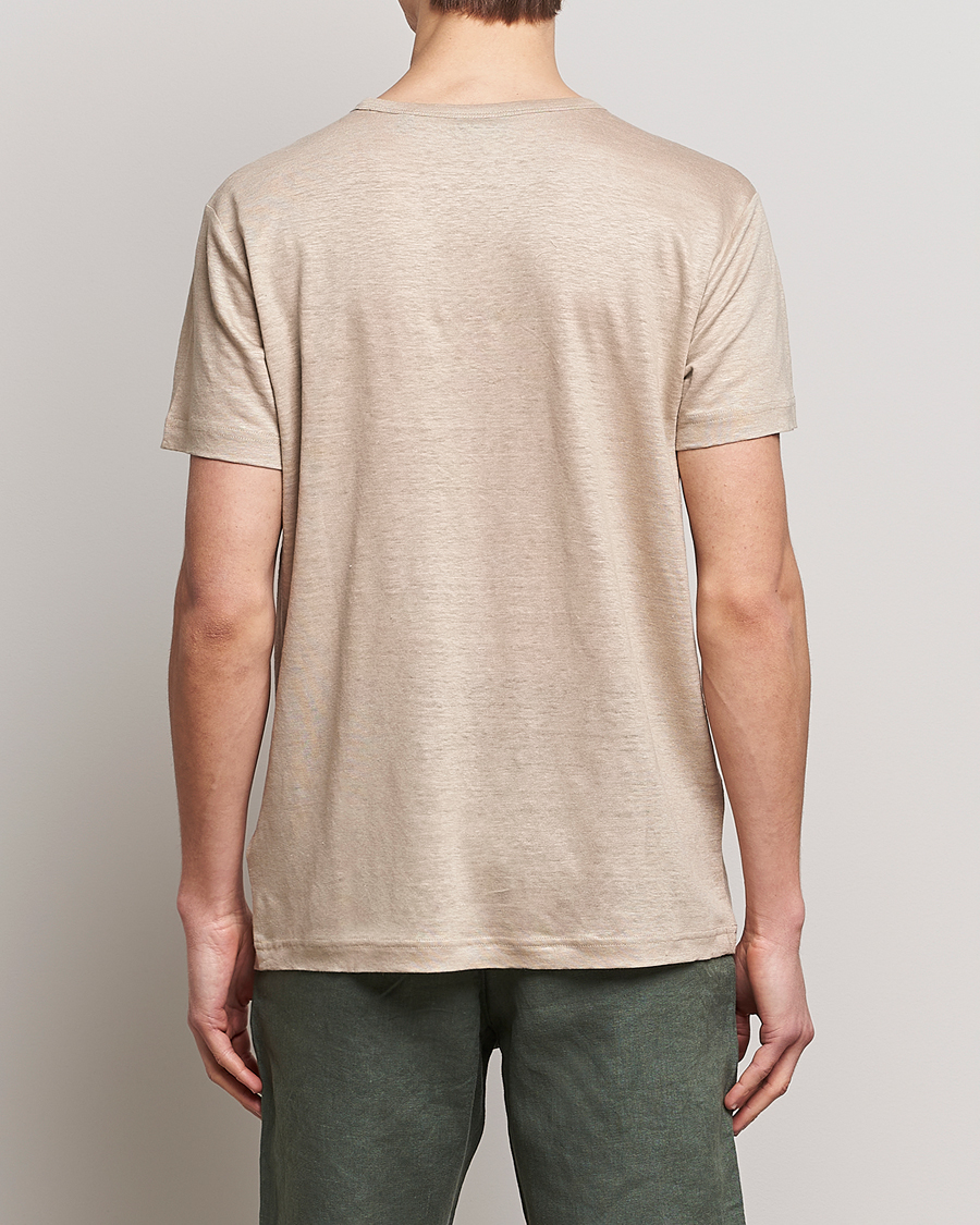 Herr | T-Shirts | GANT | Cotton/Linen Crew Neck T-Shirt Khaki Beige
