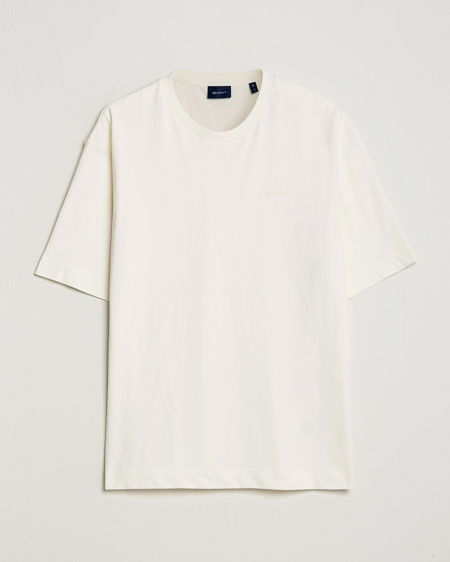 Herr | T-Shirts | GANT | Icon Crew Neck T-Shirt Cream
