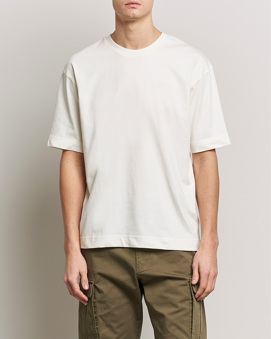 Herr | T-Shirts | GANT | Icon Crew Neck T-Shirt Cream