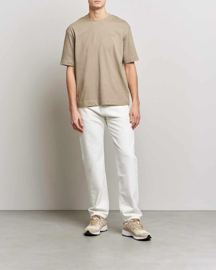 Herr | T-Shirts | GANT | Icon Crew Neck T-Shirt Taupe Beige