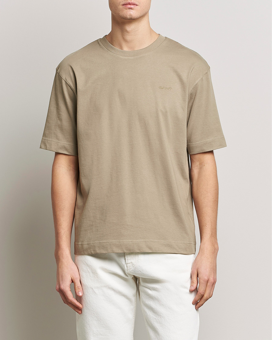 Herr | T-Shirts | GANT | Icon Crew Neck T-Shirt Taupe Beige