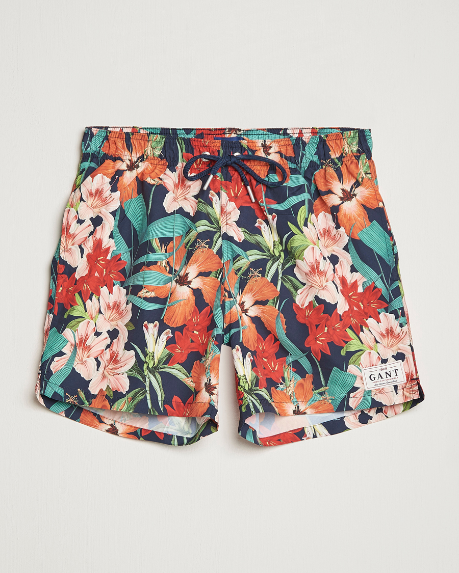 Herr | Badbyxor | GANT | Printed Flower Swimshorts Marine Multi