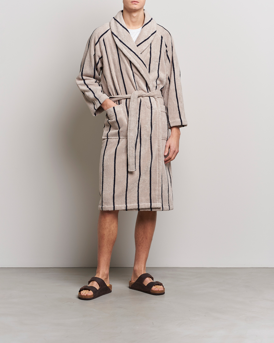 Herr | Pyjamas & Morgonrockar | GANT | Striped Robe Putty