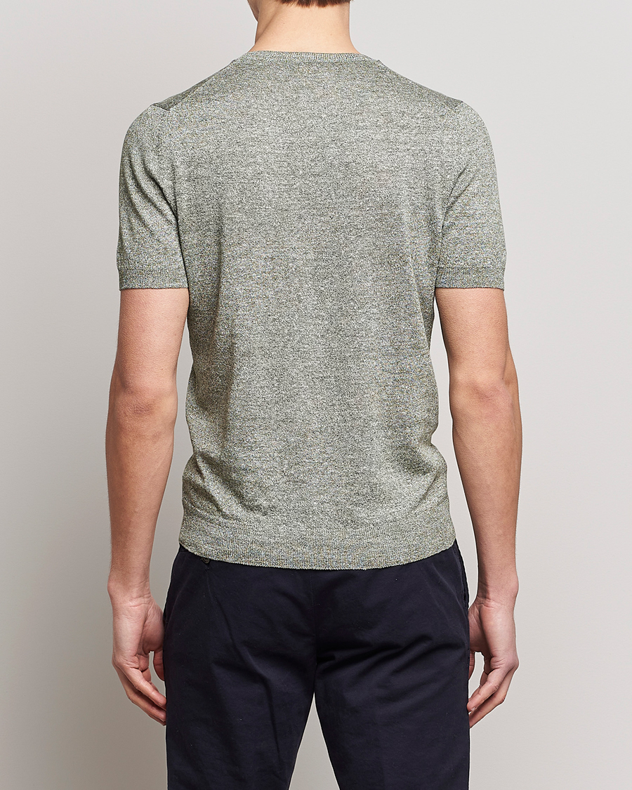Herr | T-Shirts | Gran Sasso | Cotton/Linen Knitted Tee Green