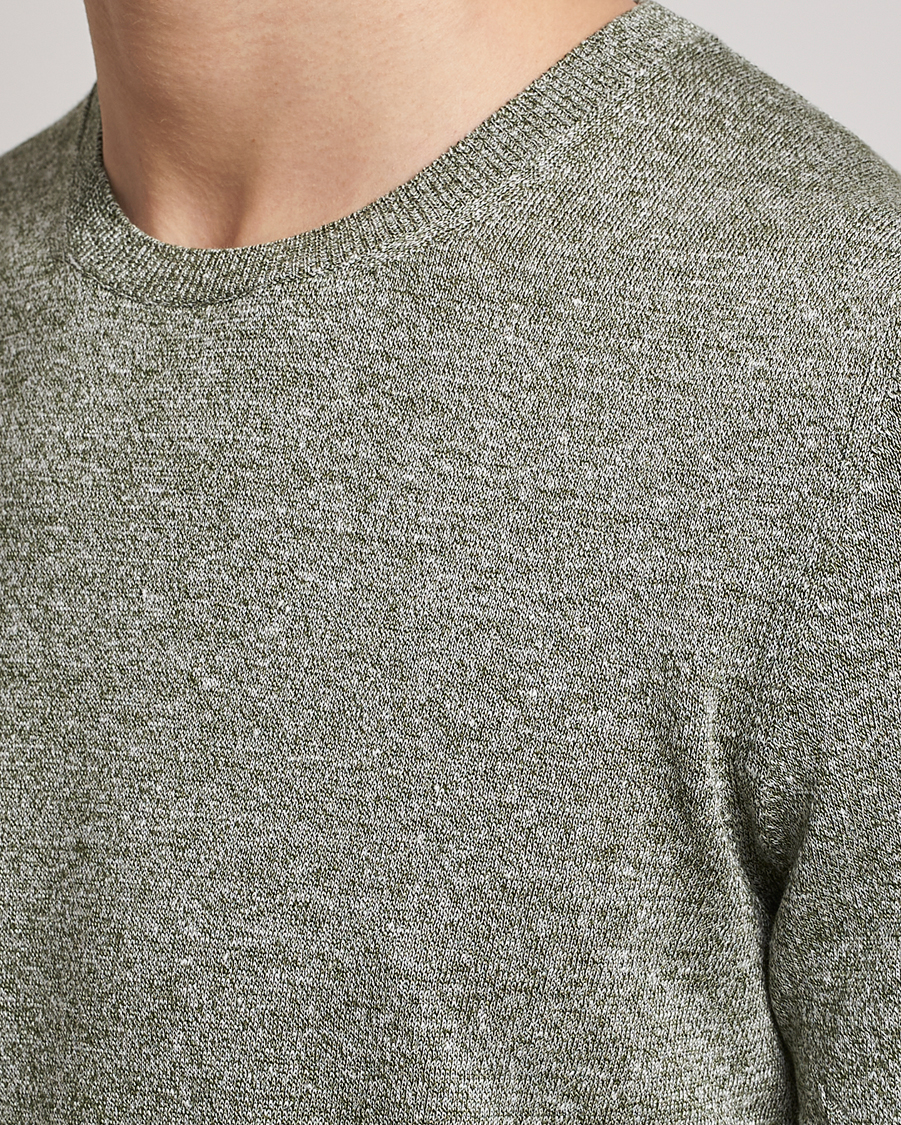 Herr | T-Shirts | Gran Sasso | Cotton/Linen Knitted Tee Green