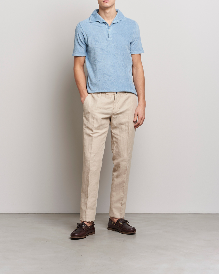 Herr | Pikéer | Gran Sasso | Cotton Terry Polo Light Blue